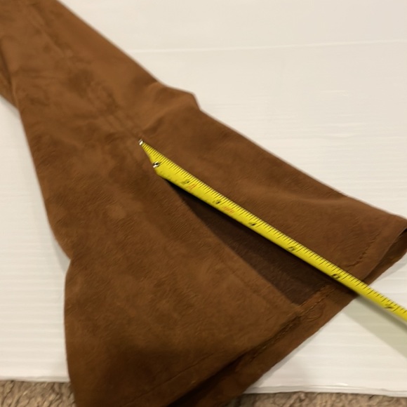 F.L.Malik Women’s Brown L/S Suede Stretch Button Up w/Collar Bell Sleeves Top S - Picture 13 of 16